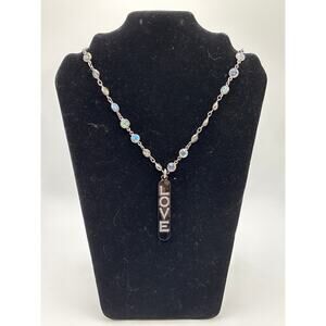 Long bar "LOVE" cz pendant necklace 14"-16" adjustable
